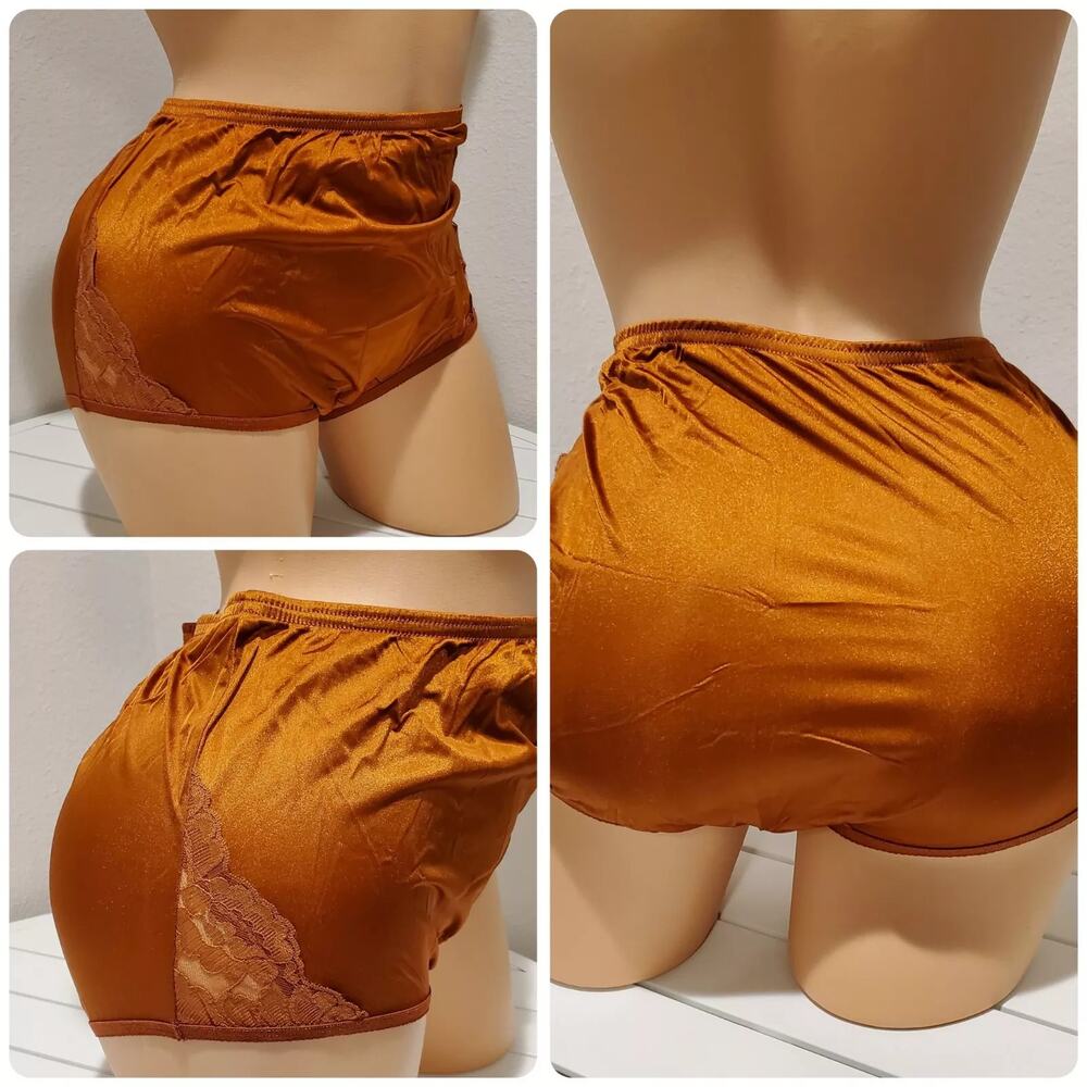 Vanity Fair Lace Nouveau Nylon Full Cut Panty Lace Shiny Bronze Empire